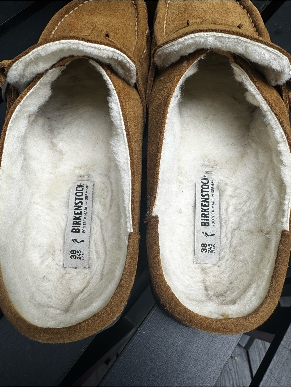 Birkenstock Buckley Women's Tan Suede Shearling-Lined Mules - Picture 8 of 11